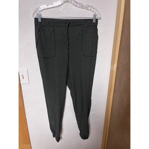 Albion Black White Geometric Dash Print Jogger Pants Women's Size Medium